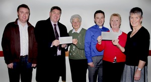 Pictured from left are:  Richard Yarr (Organist), Tom Doran (Christ Church Challenge – Fund Raising Committee), Sylvia Creighton, Rev Paul Dundas (Rector), Freda Scott, and Maureen McCourt (Chest Heart and Stroke) at the presentation of proceeds from the ‘Music in May’ concerts.